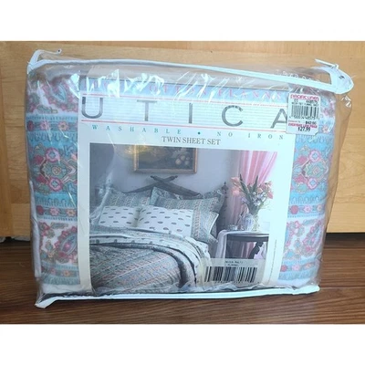 Utica 100% Cotton Flannel Twin Sheet Set NEW Flat Fitted & Pillowcase Paisley - Image 1 of 4