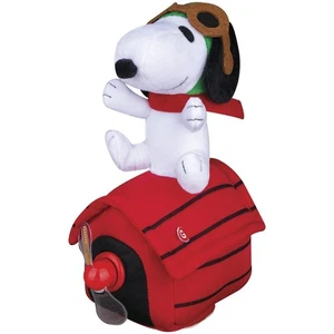 11" Animated Snoopy Flying Ace On Doghouse Plush Musical Christmas Holiday Decor - Picture 1 of 7