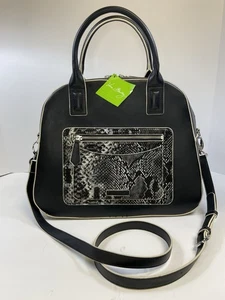 Vera Bradley Handtasche Bowler schwarz Umhängetasche mit Pythonmuster Neu mit Etikett Kunstleder - Bild 1 von 8