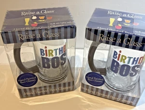 15.8 ounce Glass Mug “Birthday Boss” Glass . Brand NEW. Lot of 2 - Bild 1 von 6