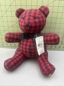 Polo Ralph Lauren Teddy Bear 10” Plaid Red Black Stuffed Animal VTG W Tag - Picture 1 of 12