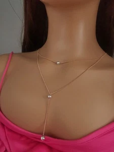 Anti-corrosive Double Necklace With Silver 3x Balls, Rose Gold, Hypoallergenic - Picture 1 of 3