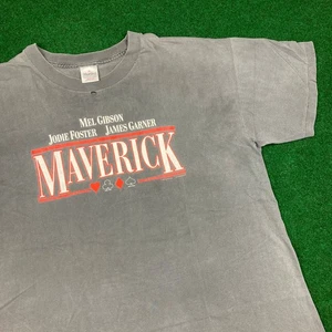 Vintage Maverick Shirt Herren XL schwarz 1994 Mel Gibson Film Promo verblasst 90er USA - Bild 1 von 12