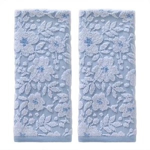 Floral Jacquard Hand Towel Set, Sky Blue, 2 Count - Picture 1 of 6
