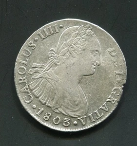 tu_bazar 8 REALES PLATA CARLOS IIII LIMA IJ 1803 26,6 grs - Imagen 1 de 2