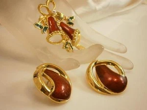 Sehr hübsches Vintage 70er Jahre Kunstperlen Strass Emaille Urlaub verheiratet Set 2063s - Bild 1 von 6