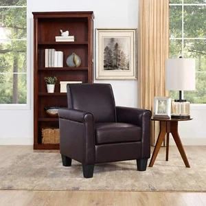 Modern Faux Leather Accent Chair Single Sofa Upholstered Living Room Armchair - Picture 1 of 13