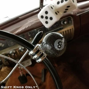 Black Translucent Metal Flake 8 Ball Custom Billiard Steering Wheel Brody Knob - Picture 1 of 5