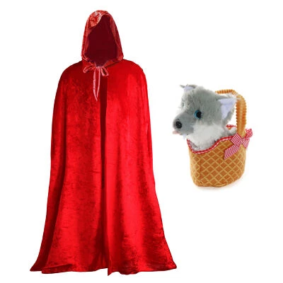 CHILD RED RIDING HOOD COSTUME WORLD BOOK DAY CLOAK BASKET BOOK WEEK  - Image 1 of 4