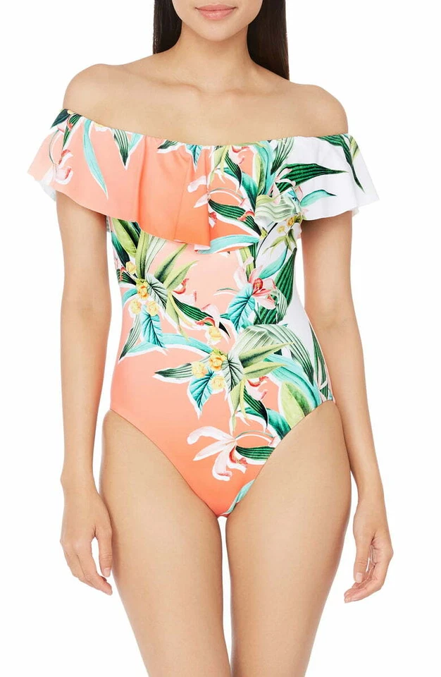 Trina Turk Costa De Prata Off Shoulder One-Piece Swimsuit Women's Size 8 L13417 - Image 1 of 2