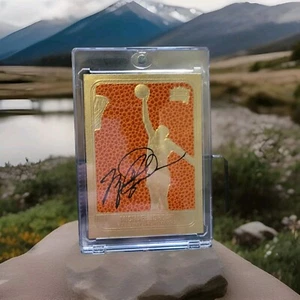 Tarjeta de novato Fleer 1996-97 oro 23k Michael Jordan 1987 firmada grado It gema como nueva - Imagen 1 de 14