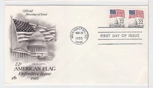 TurtlesTradingPost- Flag Over Capitol - 1985 #2115 Coil Pair Artcraft FDC - Picture 1 of 1