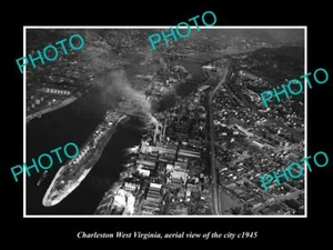 OLD POSTCARD SIZE PHOTO OF CHARLESTON WEST VIRGINIA AERIAL VIEW OF TOWN 1945 2 - Picture 1 of 1
