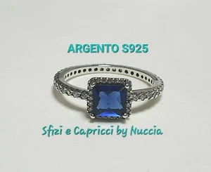 Anello Pandora eterna eleganza pietra blu ARGENTO S925 ALE mis 58/18.5 - Foto 1 di 5