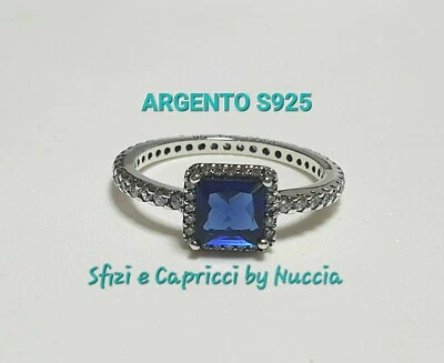 Anello Pandora eterna eleganza pietra blu ARGENTO S925 ALE mis 58/18.5 - Immagine 1 di 4