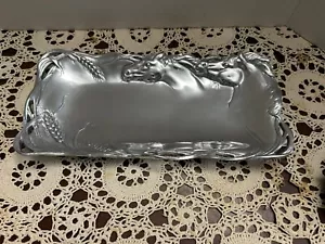 2001 ARTHUR COURT CAST ALUMINUM HORSE & WHEAT TRAY RECTANGULAR 12” X 6” - Picture 1 of 5