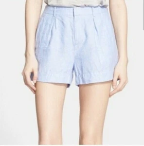 Womens Joie Linen Shorts Size 4 Blue Casual Mid Rise - Picture 1 of 5