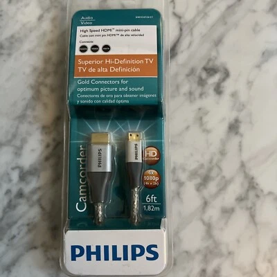 Philips Best Gold-Plated High Speed Mini HDMI 4K Ultra HD HDTV Camera Cable 6ft - Image 1 of 4