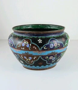 Japanese Enamelled Bowl Antique Cloisonne Bowl Jardiniere Meiji Period - Picture 1 of 3