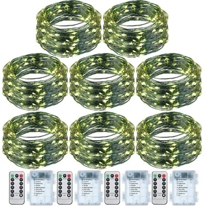 8 Pcs Battery Operated String Lights Outdoor String Lights 33 ft 100 LED Warm... - Picture 1 of 7