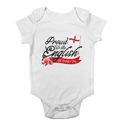 BABY ORIGINALS Proud To Be English St George's Day Baby Grow Vest Bodysuit Boys Girls Gift