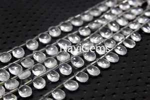 AAA Quality Natural Crystal Quartz 21 Pieces Strand Faceted Pear 6x10-7x11 MM - Picture 1 of 8