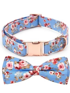 Adjustable Bow Tie Dog Collar Printed Cute Patterns Spring Summer Sz L Pet Colla - Picture 1 of 5