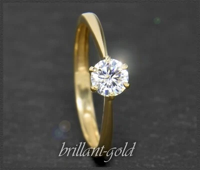 Diamant Solitär Ring in 585 Gold; Brillant 0,54ct; Wesselton, Si2; 14K Damenring - Bild 1 von 4