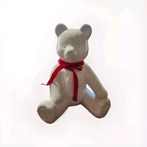 Vintage Weihnachtsbär Keramik rotes Band Schleife Made in Taiwan 8 Zoll - Bild 1 von 9
