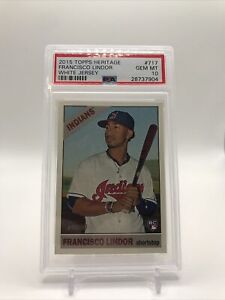 2015 Topps Heritage Francisco Lindor RC Rookie White Jersey #717 PSA 10