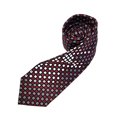 Haggar Tie Mens Necktie Red Blue Print Polyester Handmade Americana Preppy - Image 1 of 4