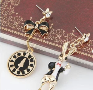 Betsey Johnson Hase Uhr emailliert Ohrhänger ohne Etikett - Bild 1 von 2