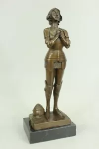 Signed Leonard Joan of Arc Bronze Marble Sculpture Hot Cast Home Decor Figurine - Picture 1 of 6
