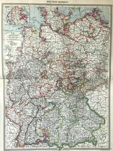 West Germany map Original litho colour, good detail 1906 - Picture 1 of 2