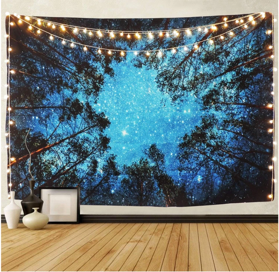 Waldsternen Wandteppich, Galaxie-Baum XXL Poster Wandbehang Wandtapete 230x180 - Bild 1 von 4