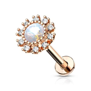 16g Gem Stainless Steel Labret Lip Monroe Tragus Ring Stud Medusa Piercing - Picture 1 of 59