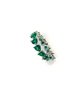Anello Veretta a Giro Cuori in Argento 925 – Zirconi Verdi o Fucsia Rodio Bianco - Foto 1 di 4