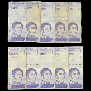 Lote de 10 Billetes Soberano Venezuela 500 Mil Bolívares Millones Set Bolívares - Imagen 1 de 5