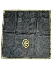 Antiguo Velo Cáliz Oro Bordado Seda Damasco - Imagen 1 de 8