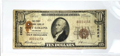 1929 US $10 THE FIRST NATIONAL BANK OF FORT COLLINS, COLORADO NOTE CHARTER#2622 - Image 1 of 2