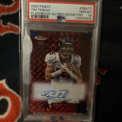 2024 Topps Finest Tim Tebow #FBA-TT Red Geometric Refractor PSA 10 - Image 1 of 2