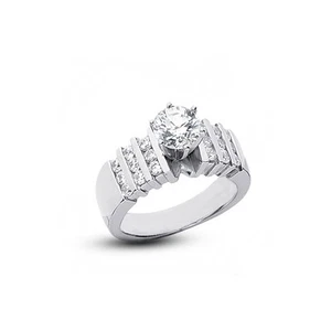 3.17 Carat G-SI2 Round Cut Natural Certified Diamonds 950 Plat. Engagement Ring - Picture 1 of 3