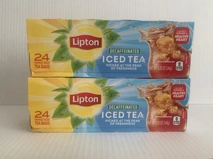 2 Schachteln 24 Stück je Lipton entkoffeinierter Eistee Familiengröße Teebeutel 5,25 Unzen - Bild 1 von 5