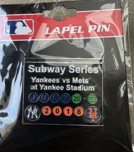 NY YANKEES NY METS SUBWAY SERIES PIN 2018 MLB BASEBALL - Picture 1 of 2