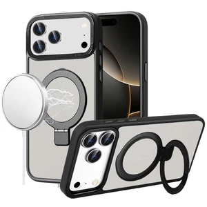 Für iPhone 17 PRO Hülle Metall Chrom Magnet Kreis Ring Ständer + Hartglas - Bild 1 von 3