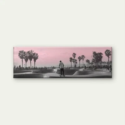 Panoramic Palm Tree & Retro Skateboard Design Canvas Print Wall Art Home Decor - Image 1 of 4