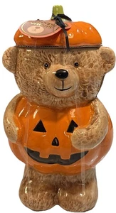 New TIKTOK VIRAL HALLOWEEN CREEPY CRITTERS Pumpkin Bear Cookie Jar 10"X 6" - Picture 1 of 9