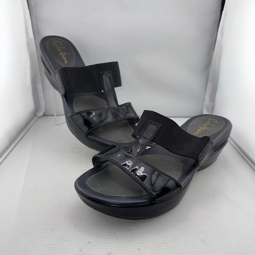 NIKE Sandali donna Cole Haan 9B Air Slide neri lucidi zeppa scarpe comode slip on