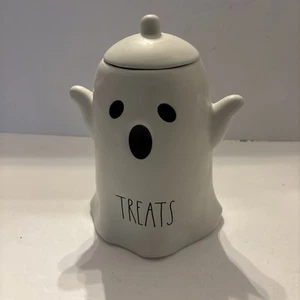Rae Dunn Halloween Leckereien Geist weiß Kanister Glas mit Deckel NEU - Bild 1 von 5
