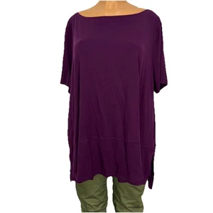 Camiseta túnica elástica púrpura Eileen Fisher para mujer talla grande 3X Prendas para el torso informales nueva - Imagen 1 de 14